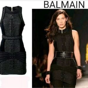 Limited Edition Balmain X H&M Black Velvet Braided Rope Dress